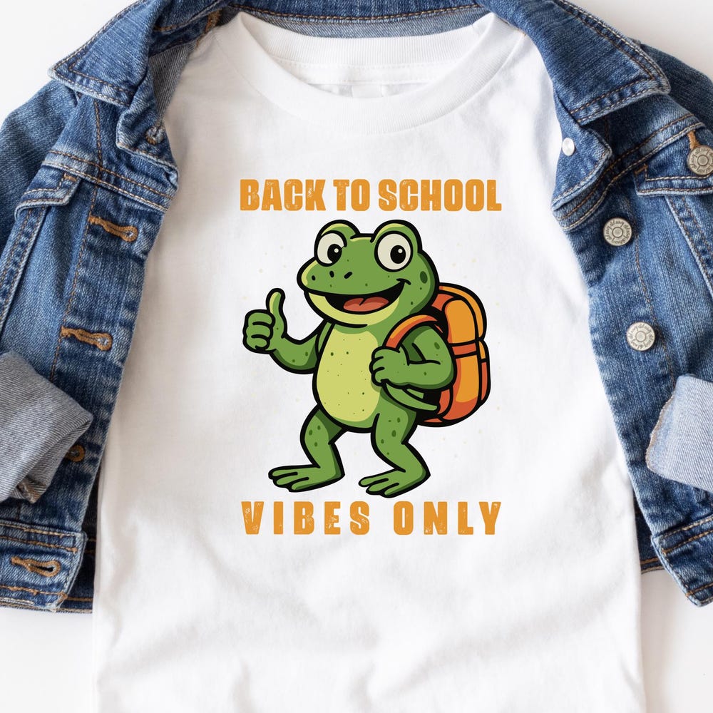 Back To School Frog Shirt, Back To School Vibes Only T-Shirt, Cartoon Backpack Frog Tee, First Day Vibes Only Student Teacher Gift Onlytee