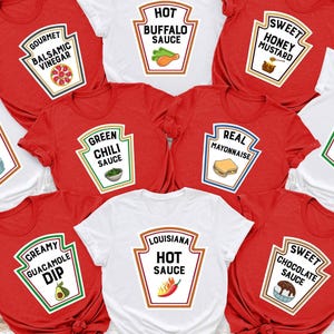 Funny Group Condiments Matching Halloween Costume Party Shirts, Condiments Teacher T-shirt,  Halloween Costume Tee,Adults Youth Ketchup Gift