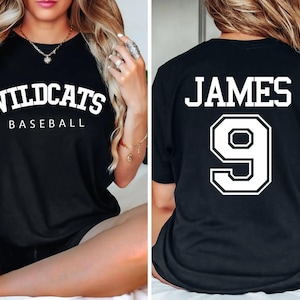 Comfort Colors© Custom Baseball Team Name and Number Shirt,Game Day Women,Front-Back Shirt,Gift For Baseball Team Lover,Baseball Mama Shirt