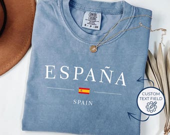 España Flag Comfort Colors T-Shirt: Spain Vacation Tee