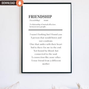 Printable Minimalistic Best Friend Definition Typography Original Poetry Print  Best Friend AnniversaryWall Art Gifts College Bedroom Decor