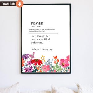 Instant Wildflower Botanical Prayer Typography Poster Original Christian Poetry Wall Art Inspirational Religious Printable Home Decor Gifts