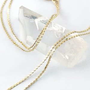 Dainty Solid 14k Gold Serpentine Chain, 16" inch, .80mm, Solid Gold Chain, Sparkly Gold Chain, Gold Snake Chain, Flat Chain