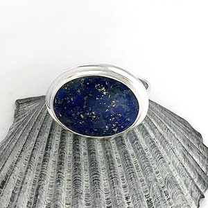 Lapis Lazuli Ring in Sterling Zilver, Ovale Lapis Lazuli Ring, Grote Ovale Stenen Ring, Sterling Lapis Ring, Natuurlijke Lapis Zilveren Ring