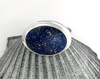 Handmade Oval Lapis Lazuli Ring: Large Gemstone Ring