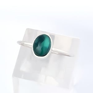 Indicolite Blue Green Tourmaline Ring, Sterling Silver or Gold Filled Stacking Ring, Natural Tourmaline, Bespoke Tourmaline Ring