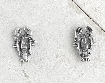 Lobster Stud Earrings Sterling Silver Small