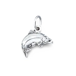 Tiny Salmon Sterling Silver Charm Pendant, Silver Fish Charm