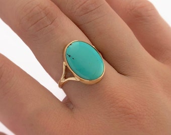 Sleeping Beauty Turquoise Ring: Handmade 14k Gold, Arizona Turquoise