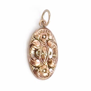 Antique Victorian Gold Front Floral Filigree Pendant, Antique Flower Pendant, Gold Charm, Victorian Gold Pendant, Antique Charm