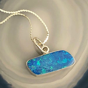 Gold Australian Opal Pendant, Solid Gold Pendant, Gold Opal Necklace, Custom Black Opal, Genuine Opal Gold Necklace, Ethically Mined Opal