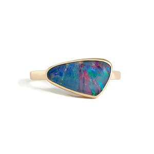 Large Australian Opal Ring: Solid Gold Bespoke Design