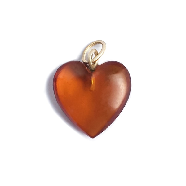 Baltic Amber Heart Pendant in 14k yellow Gold Filled, Golden Heart Necklace