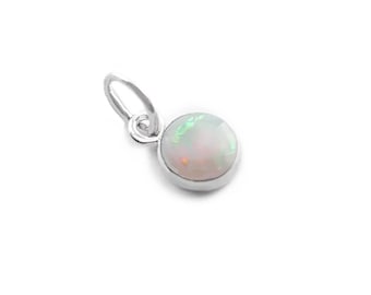 Natürlicher australischer Opal Anhänger in Sterling Silber, kleiner weißer Opal Anhänger, Opal Anhänger, kleiner Opal Anhänger, Opal Halskette