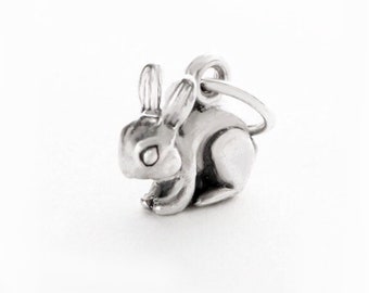 Sterling Silver Bunny Charm: Rabbit Pendant (10x10mm)