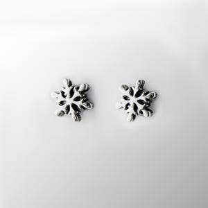 Tiny Snowflake Stud Earrings: Sterling Silver Stud Earrings, Small Post Earrings, Mini Snowflake Studs, Hypoallergenic Earrings