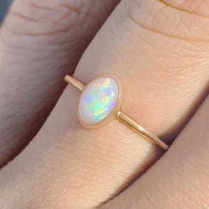 Natural Australian Opal Ring in Gold Filled or Sterling Silver, High Quality Real White Opal Ring, Opal Gold Ring, Custom Opal Ring