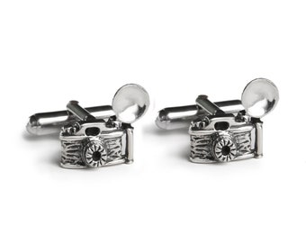 Vintage Style Camera Cufflinks, Sterling Silver Cufflinks, SLR Camera Cufflinks, Little Camera Silver Cufflinks, Photographer Gift