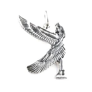 Ciondolo in argento sterling con dea egizia della protezione degli uccelli, ciondolo con dea, ciondolo egiziano in argento sterling, ciondolo con dea egizia
