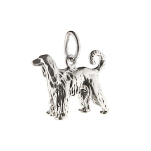 Afghan Hound Pendant in Sterling Silver, Large Afghan Hound Dog Charm, Long Hair Hound Dog Charm Pendant, Realistic 3D Afgan Hound, 3D Dog