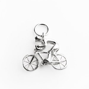 Cyclist Sterling Silver Charm Pendant