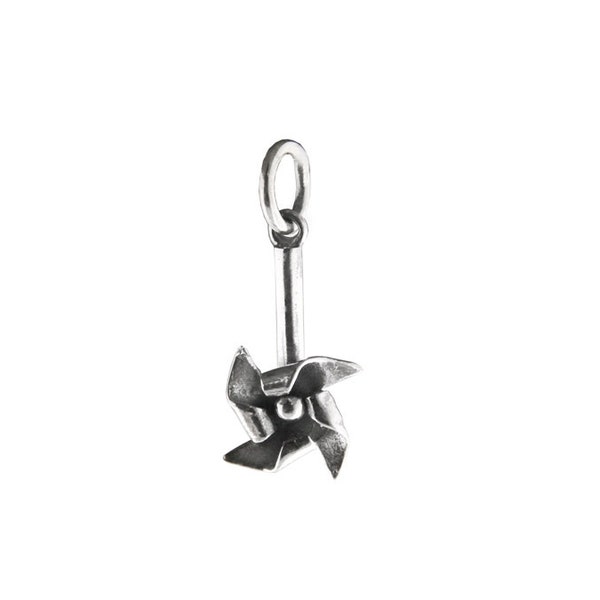 Pinwheel Movable Sterling Silver Charm, Spinning Pinwheel Charm