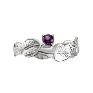 Sterling Silver Gemstone Leaf Ring: Nature Inspired Vine Band, Faceted Colorful Stones
