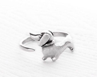Dog Jewelry Dachshund Ring Adjustable Gold Plated Dog Ring Dachshund Jewelry Wiener Ring Dachshund Owners Gift Gold Sausage Dog Ring