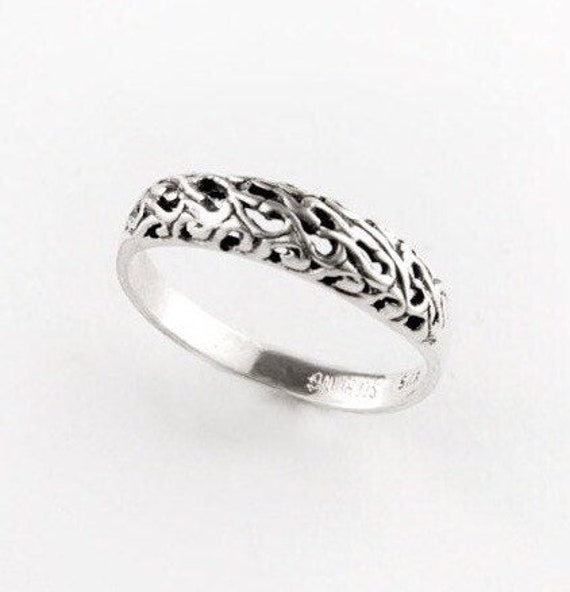 Vines Intertwined Sterling Silver Ring, Size 5-10