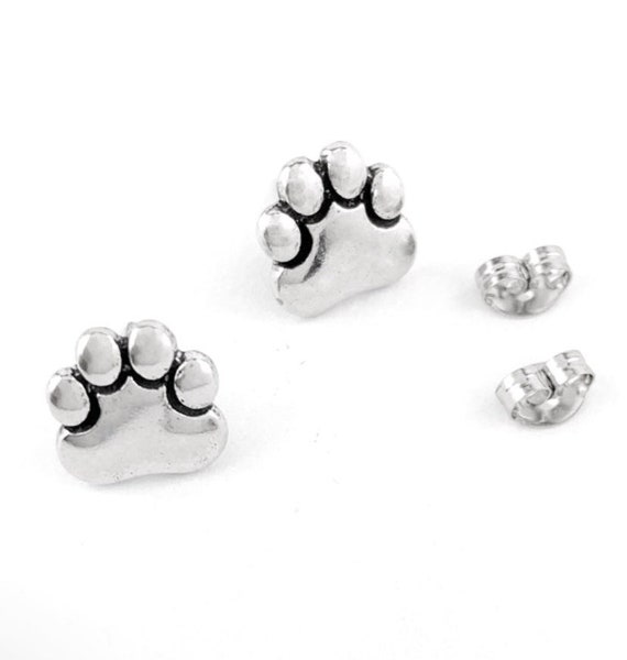 Small Paw Prints Sterling Silver Post Earrings, P… - image 3