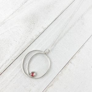 Pink Tourmaline Rubelite Simple Swirl Pendant in Sterling Silver