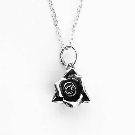 Rose Flower Charm in Sterling Silver, Sterling Si… - image 2