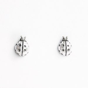 Ladybug Sterling Silver Small Stud Earrings Pair