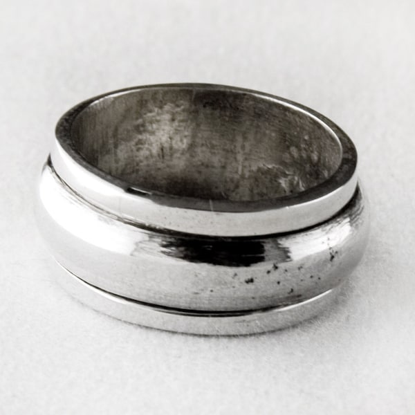 Fidget Ring in Sterling Silver, Men’s Spinning Silver Band, Spinner Sterling Silver Ring, Simple Spinner Ring in Sterling Silver,