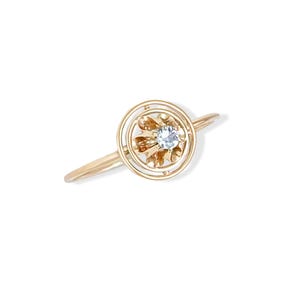 Antique Victorian Buttercup Diamond Ring, Belcher Gold Ring, Diamond Gold Ring, Diamond Solitaire Ring, Diamond Flower Ring, Ring Size 7
