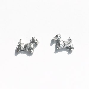 Small Scottie Dog Sterling Silver Stud Post Earrings Pair, Scottish Terrier image 1