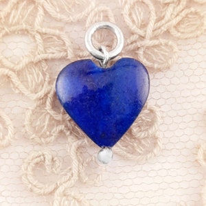 Lapis Heart Charm: Royal Blue Persian Lapis Lazuli, Sterling Silver Pendant