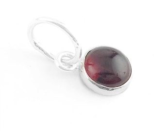 Sterling Silver Garnet Charm: January Birthstone Pendant