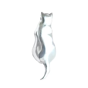 Sitting Cat Pendant in Sterling Silver, Cat Necklace, Feline Pendant, Cat Silhouette Pendant in Sterling Silver