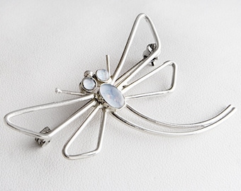 Opal Dragonfly Brooch in Sterling Silver