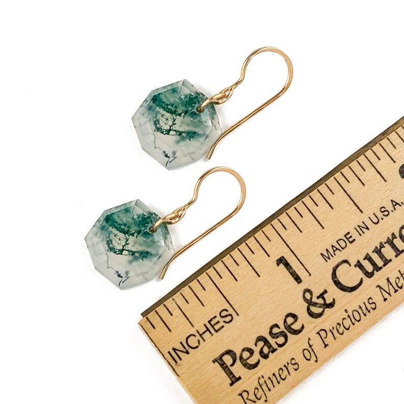 Vintage Style Green Moss Agate Earrings in 14k Gold Filled, Victorian Earrings, Faceted Green Moss Agate Earrings, Gold Earrings, Moss Agate image 4