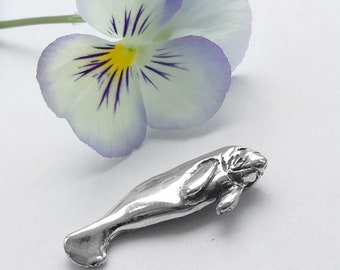Manatee Sea Cow Sterling Silver Pendant