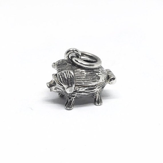 Piggy Bank Charm Sterling Silver, Secret Compartm… - image 6
