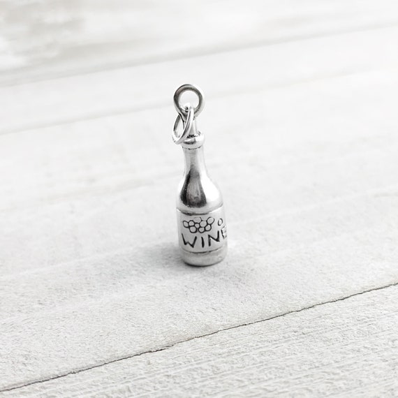 Wine Bottle 3-D Charm Sterling Silver Wine Bottle 3-D Charm Sterling Silver