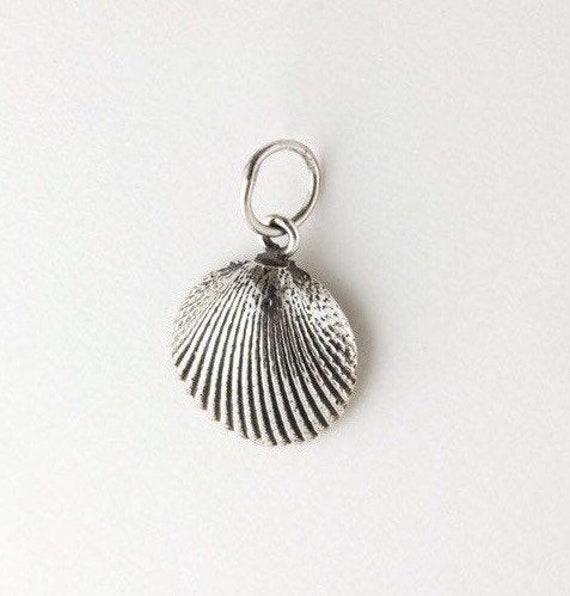 Scallop Seashell Sterling Silver Charm Pendant, Si