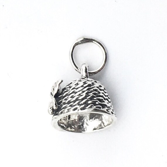 Bee Skep Charm in Sterling Silver, Beehive Charm … - image 5