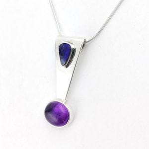 Australian Boulder Opal and Amethyst Sterling Silver Pendant: One of a Kind