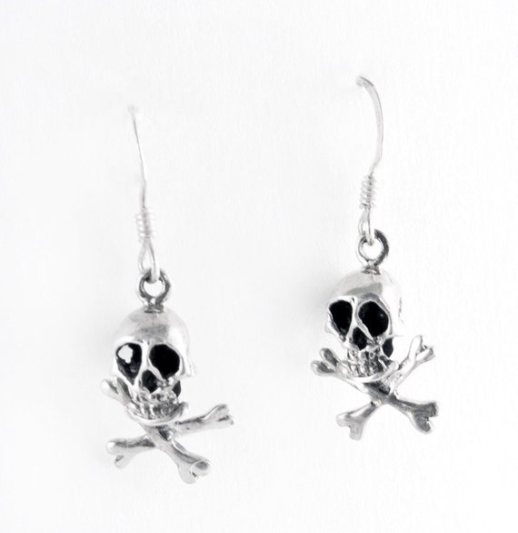 Punk Skull Sterling Silver Earrings - image 1