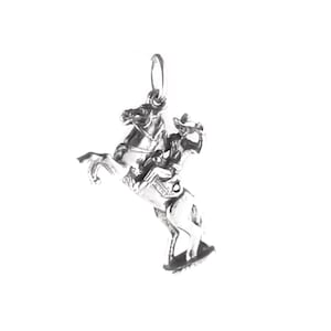 Sterling Silver Bucking Bronco Charm: Articulated Rodeo Cowboy Pendant