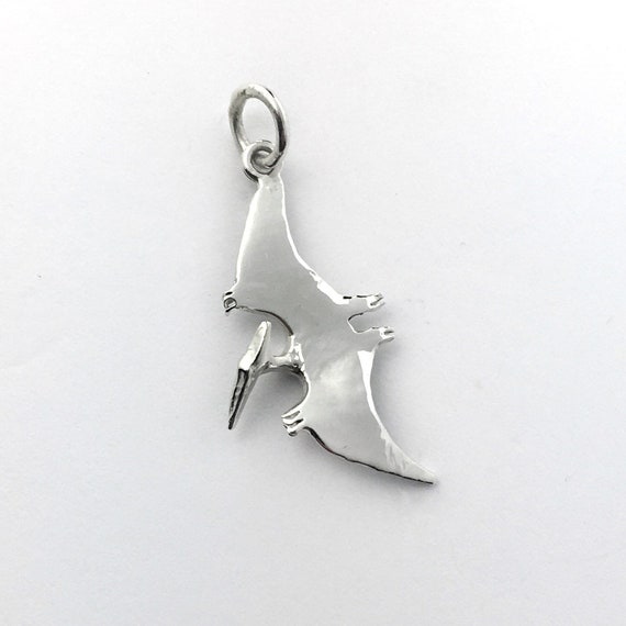 Pterodactyl with Fish Charm 3D Sterling Silver Pterodactyl with Fish Charm 3D Sterling Silver